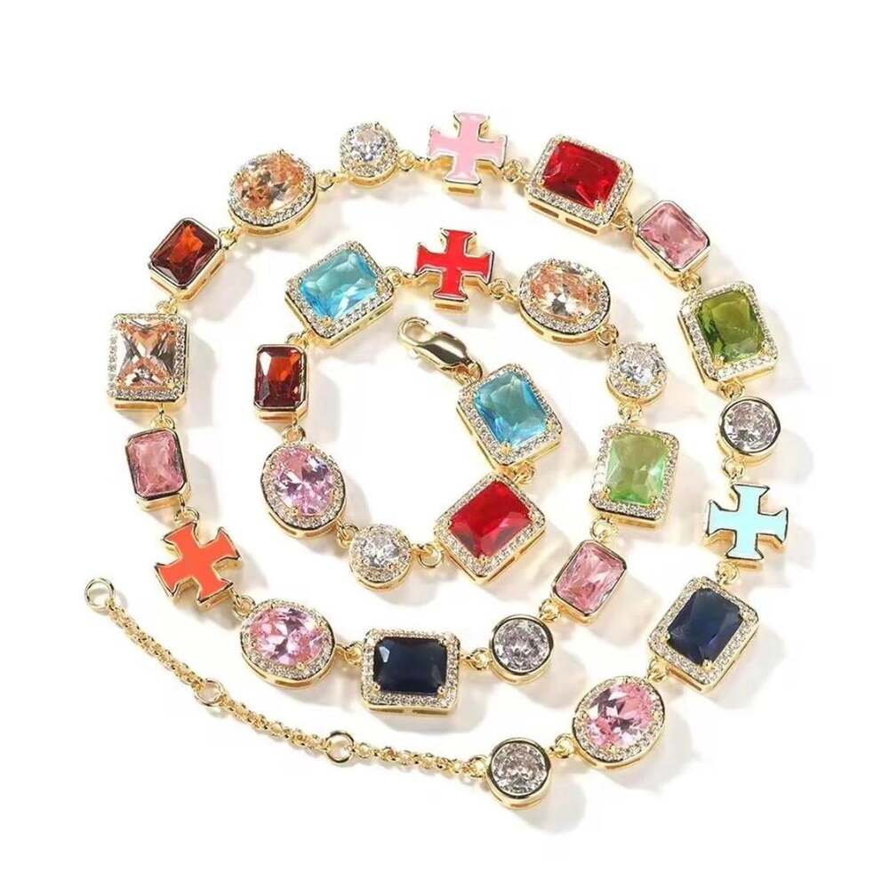 Multicoloured Cross Necklace With Zirconia 23 B 0